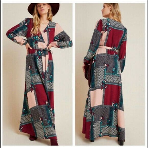 NWT New Anthropologie Virginia Wrap Maxi Dress Petite XSP - Picture 1 of 14